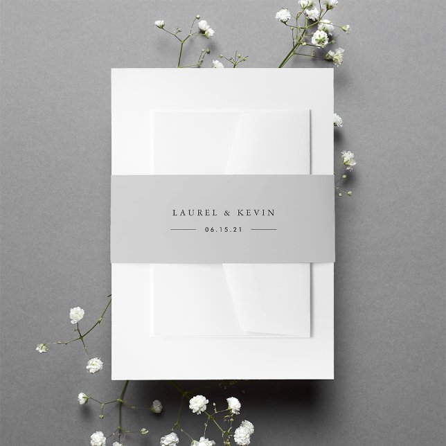 Light Grey Personalised Wedding Invitation Belly Band (Creator Uploaded)