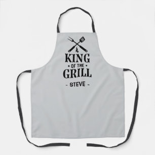 Light Grey Personalized King of The Grill Apron