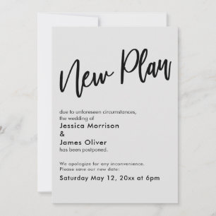 Light Grey Postponed Wedding New Plan Update Card
