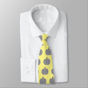 Light Grey Pumpkins with Orange, on Yellow Ties