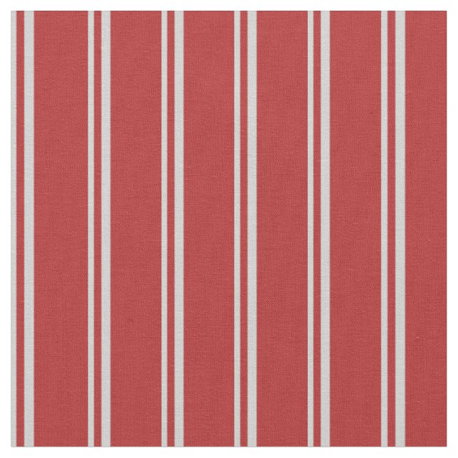 Light Grey & Red Coloured Stripes/Lines Pattern Fabric (Close Up)