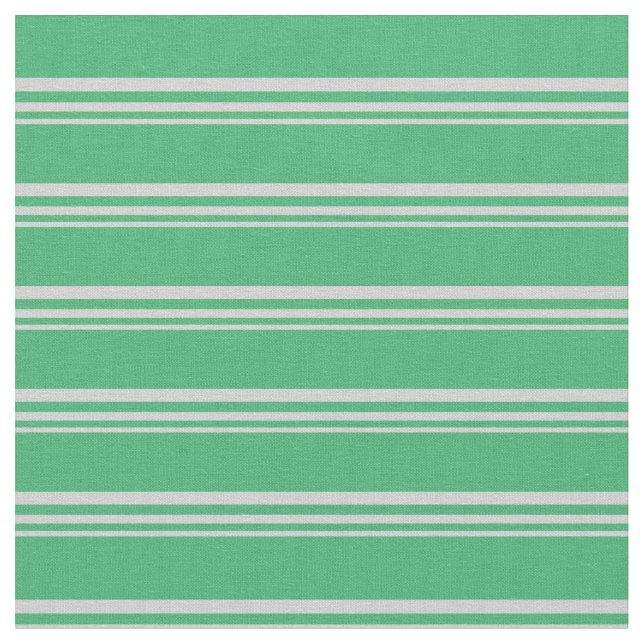 Light Grey & Sea Green Coloured Striped Pattern Fabric (Close Up)