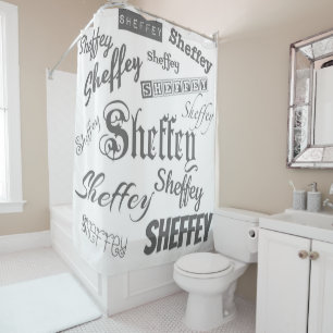 Light Grey Sheffey Fonts - 9574 Shower Curtain