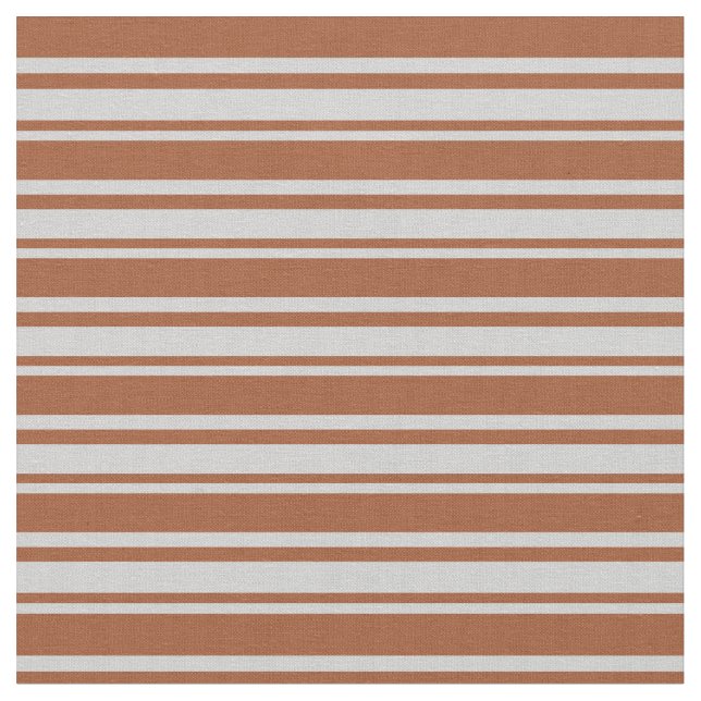 Light Grey & Sienna Pattern of Stripes Fabric (Close Up)