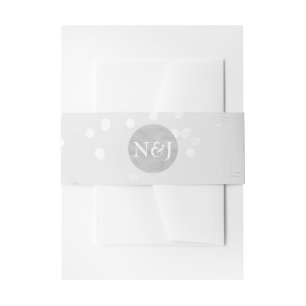 Light Grey & Silver Shiny Confetti Dots Invitation Belly Band