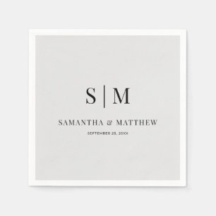 Light Grey Simple Elegant Couple Initials Wedding Napkin