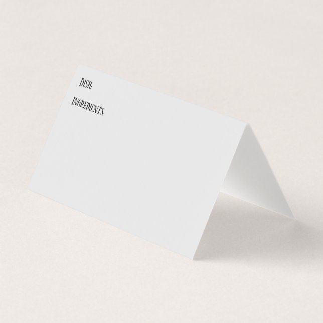 Light Grey, Simple Potluck Dish Recipe Tent Cards (Front)