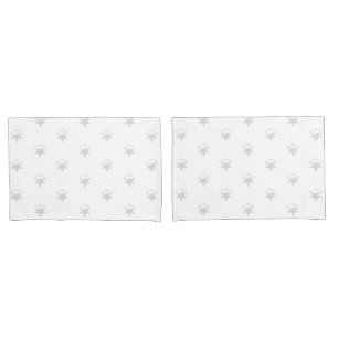 light grey Snow Stars, White background Pillowcase