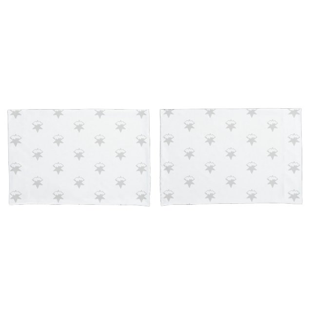 light grey Snow Stars, White background Pillowcase (Front-Set)