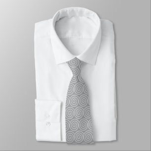 Light Grey Spiral Circles on Quick Silver Grey Tie