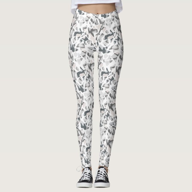 Light Grey Spots Abstract spotted pattern  Leggings (Front)