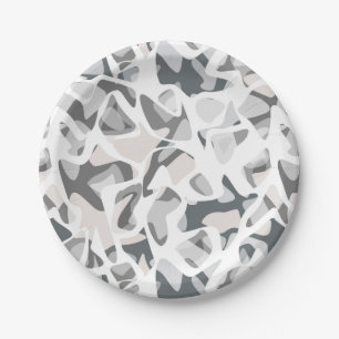 Light Grey Spots Abstract spotted pattern Paper Plate