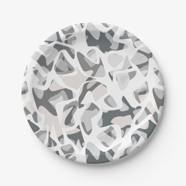 Light Grey Spots Abstract spotted pattern  Paper Plate (Front)