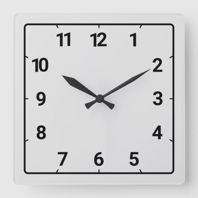 Light grey square wall clock (Front)
