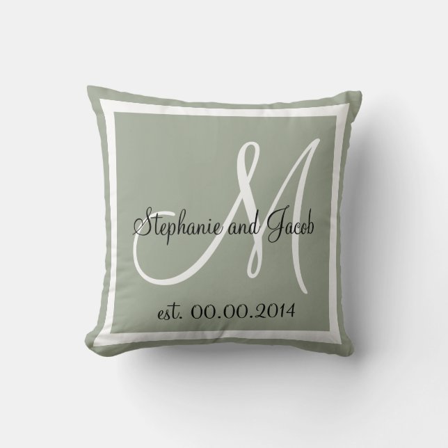 Light Grey Tan Wedding keepsake pillow (Front)