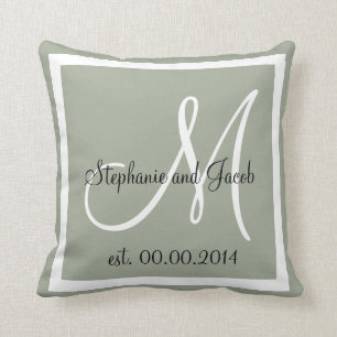 Light Grey Tan Wedding keepsake pillow