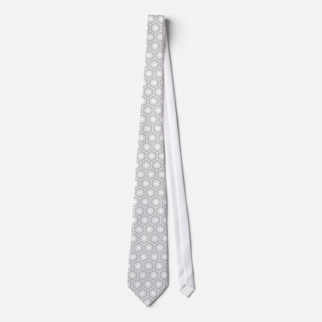 Light Grey Tiled Hex Tie (Front)