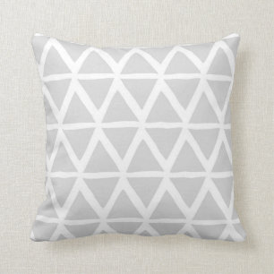 Light Grey Triangles Geometric Decorative Pillow