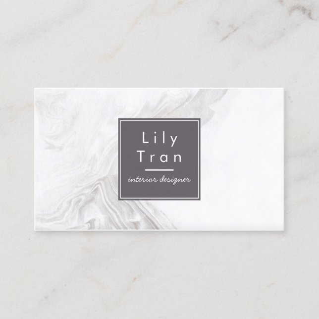 Light Grey Watercolor Marble Business Card (Front)