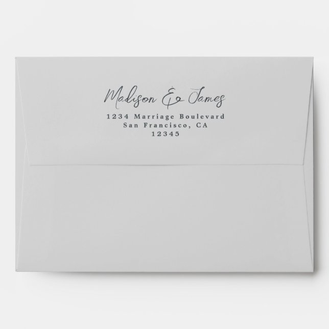 Light Grey Wedding Return Address Envelope (Back (Top Flap))