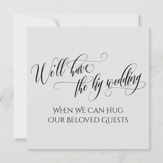 Light Grey When We Can Hug You Postponed Wedding Invitation (Front)