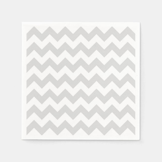 Light Grey White Chevron Zig-Zag Pattern Napkin (Front)