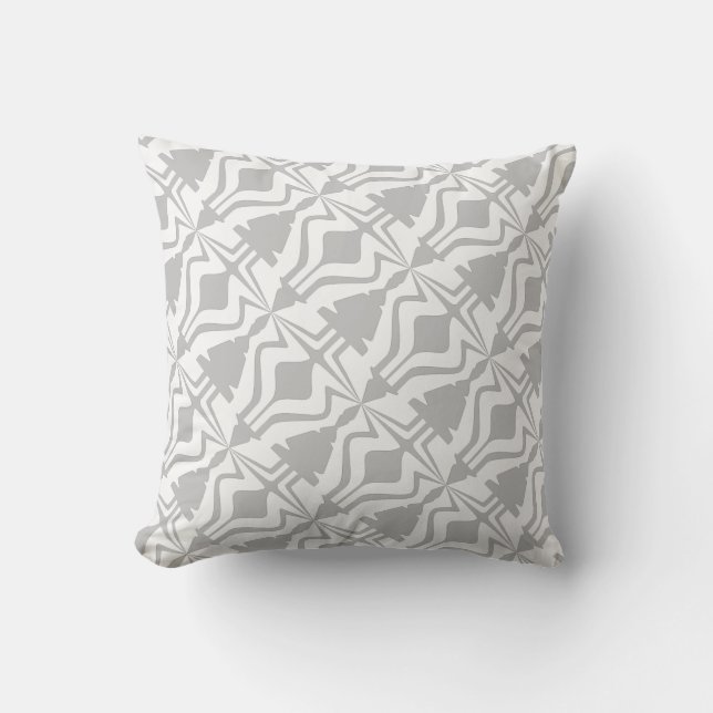 Light Grey White Diagonal Sound Wave Small Tiles Cushion (Front)
