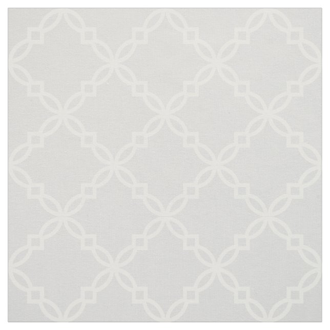 Light Grey, White Fancy Moroccan Quatrefoil Fabric (Swatch)