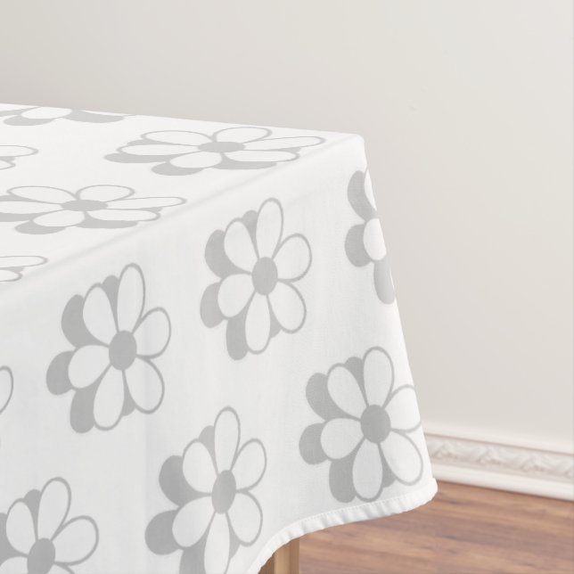 Light Grey & White Flowers on White Tablecloth (In Situ)