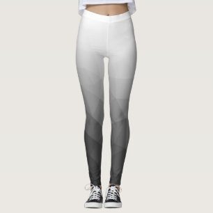 Light grey White Gradient Geometry Mesh Pattern Leggings