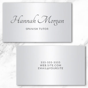 Light Grey White Ombre Elegant Script Business Card