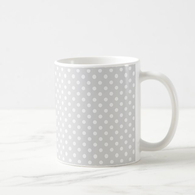 Light Grey White Polka Dot Pattern Coffee Mug (Right)