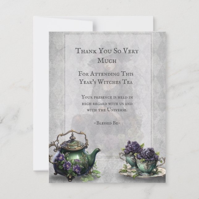 Light Grey Witches Tea Thank You Card (Front)