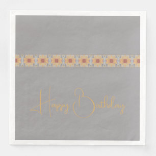 Light Grey With Floral Accented Napkin