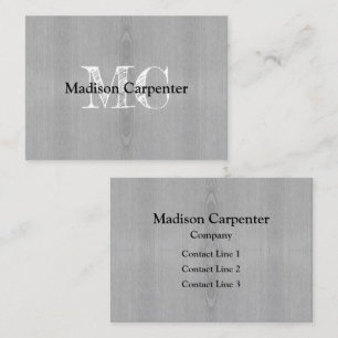 Light grey wood grain Carpenter Monogram Business Card