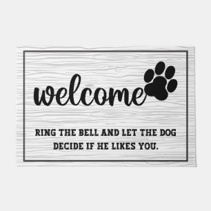 Light grey wooden Welcome paw funny quotes vintage Doormat