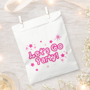 Light & Hot Pink Sparkle Stars Let's Go Party Favour Bags