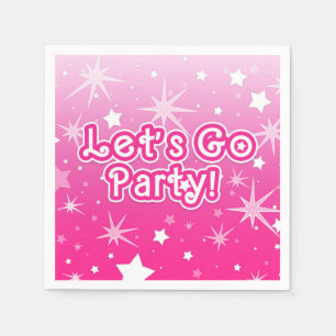 Light & Hot Pink Sparkle Stars Let's Go Party Napkin