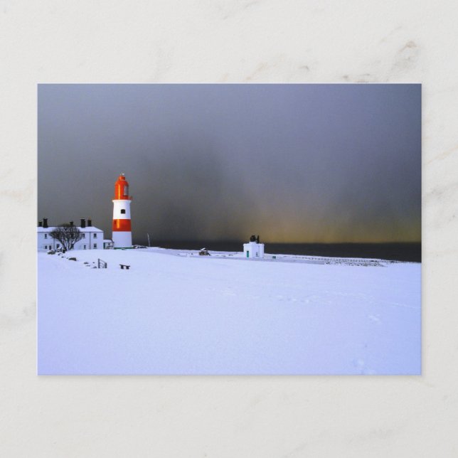 Light House in Winter Snow Postcard (Front)