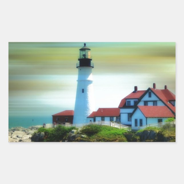 Light House Portland Headlight Rectangular Sticker (Front)