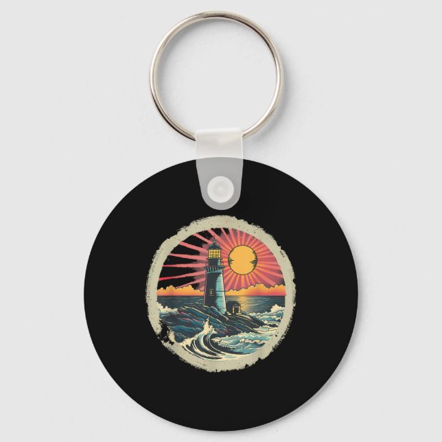 Light House Seaside House Sailing Boating Sea Ligh Key Ring (Front)