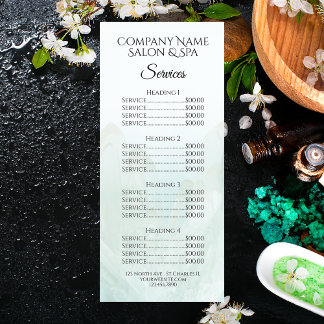 Light Ice Blue Crystals Spa Salon Service Menu