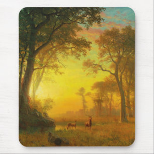 Light in the Forest (by Albert Bierstadt) Mouse Pad