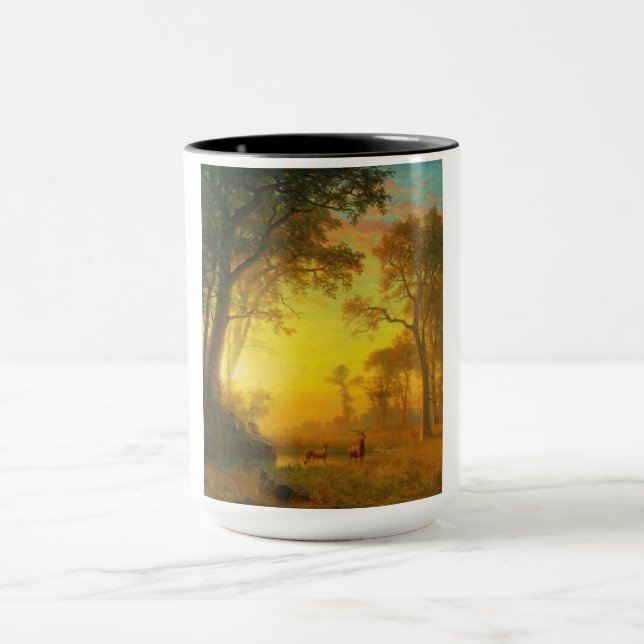 Light in the Forest (by Albert Bierstadt) Mug (Center)