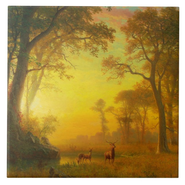 Light in the Forest (by Albert Bierstadt) Tile (Front)