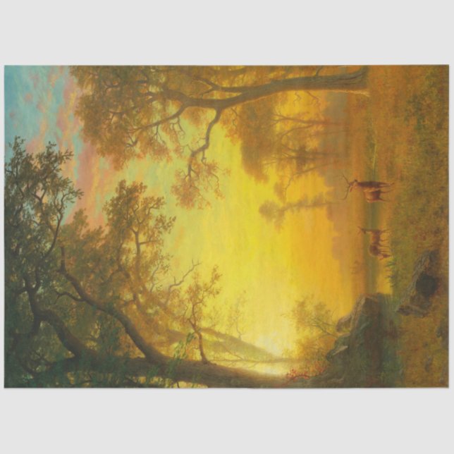 Light in the Forest (by Albert Bierstadt) Tissue Paper (Front)