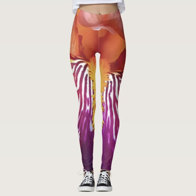 Light Iris Macro Artistic Abstract Leggings (Front)