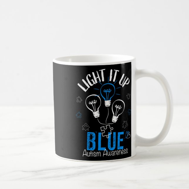 Light It Up Blue Autism Awareness Autistic Puzzle  Coffee Mug (Right)