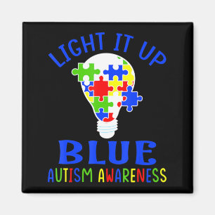 Light It Up Blue Autism Awareness Autistic Puzzle Magnet