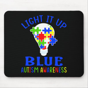 Light It Up Blue Autism Awareness Autistic Puzzle Mouse Pad
